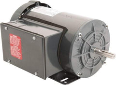Leeson - 1-1/2 Max hp, 1,800 Max RPM, Capacitor Start Electric AC DC Motor - 115-208/230 V Input, Single Phase, 56H Frame, Rigid Base Mount, TEFC Enclosure - Exact Tool & Supply