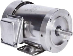 Leeson - 1-1/2 Max hp, 1,800 Max RPM, Premium Efficient Electric AC DC Motor - 230/460 V Input, Three Phase, 56HC Frame, C-Face with Base Mount, TEFC Enclosure - Exact Tool & Supply