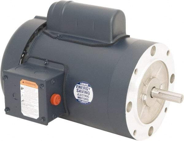 Leeson - 3/4 Max hp, 1,500 Max RPM, Electric AC DC Motor - 110/220 V Input, Single Phase, 56C Frame, C-Face Mount, TEFC Enclosure - Exact Tool & Supply