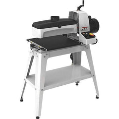 Jet - 5" Diam x 16" Long, Single Phase Floor Drum Sanding Machine - 2-3/8" Sanding Depth, 1/32 to 3" Thick x 32" Wide Workpiece, 0 to 10 SFPM Workpiece Rate - Exact Tool & Supply