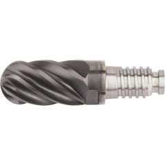 Kennametal - 3/8" Mill Diam, 9/16" LOC, Solid Carbide Ball End Mill Head - Spiral Flute, Right Hand Cut, 39° Helix, 6 Flutes, AlTiN Finish - Exact Tool & Supply