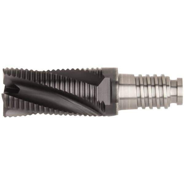 Kennametal - 1" Diam, 1-1/2" LOC, 5 Flute, 0.5mm Corner Chamfer End Mill Head - Solid Carbide, AlTiN Finish, Duo-Lock 25 Connection, Spiral Flute, 20° Helix, Centercutting - Exact Tool & Supply