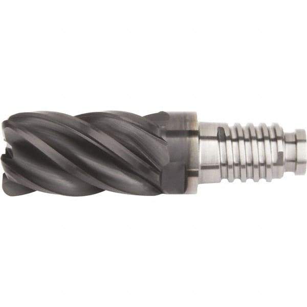 Kennametal - 10mm Diam, 15mm LOC, 5 Flute, 1.5mm Corner Radius End Mill Head - Solid Carbide, AlTiN Finish, Duo-Lock 10 Connection, Spiral Flute, 37 & 39° Helix - Exact Tool & Supply