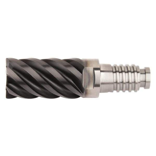 Kennametal - 1" Diam, 1-1/2" LOC, 6 Flute, 0.762mm Corner Radius End Mill Head - Solid Carbide, AlTiN Finish, Duo-Lock 25 Connection, Spiral Flute, 45° Helix, Centercutting - Exact Tool & Supply