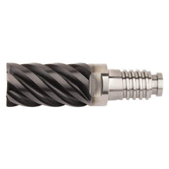 Kennametal - 1" Diam, 1-1/2" LOC, 6 Flute, 0.762mm Corner Radius End Mill Head - Solid Carbide, AlTiN Finish, Duo-Lock 25 Connection, Spiral Flute, 45° Helix, Centercutting - Exact Tool & Supply
