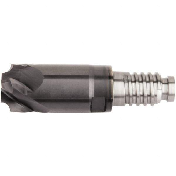 Kennametal - 1/2" Diam, 3.05mm LOC, 5 Flute, 3.048mm Corner Radius End Mill Head - Solid Carbide, AlTiN Finish, Duo-Lock 12 Connection, Spiral Flute, 0° Helix - Exact Tool & Supply