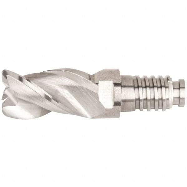 Kennametal - 20mm Diam, 30mm LOC, 3 Flute, 2.5mm Corner Radius End Mill Head - Solid Carbide, Uncoated, Duo-Lock 20 Connection, Spiral Flute, 38° Helix, Centercutting - Exact Tool & Supply