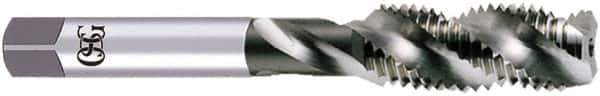 OSG - 1/2-13 UNC, 4 Flute, 50° Helix, Bottoming Chamfer, Bright Finish, High Speed Steel Spiral Flute STI Tap - Right Hand Flute, 3-13/16" OAL, 0.48" Shank Diam, 1-13/16" Thread Length, 2B Class of Fit, Series S108 - Exact Tool & Supply