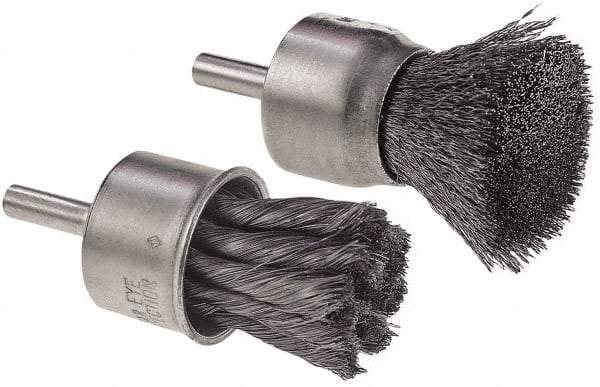 Camel Grinding Wheels - 3/4" Brush Diam, Crimped, End Brush - 1/4" Diam Shank, 1/4" Pilot Diam - Exact Tool & Supply