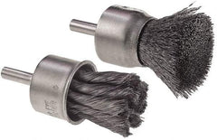 Camel Grinding Wheels - 3/4" Brush Diam, Crimped, End Brush - 1/4" Diam Shank, 1/4" Pilot Diam - Exact Tool & Supply