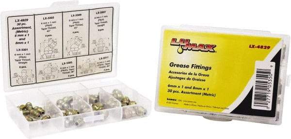 lumax - Grease Fitting Sets Standard of Measurement: Metric Material: Steel - Exact Tool & Supply