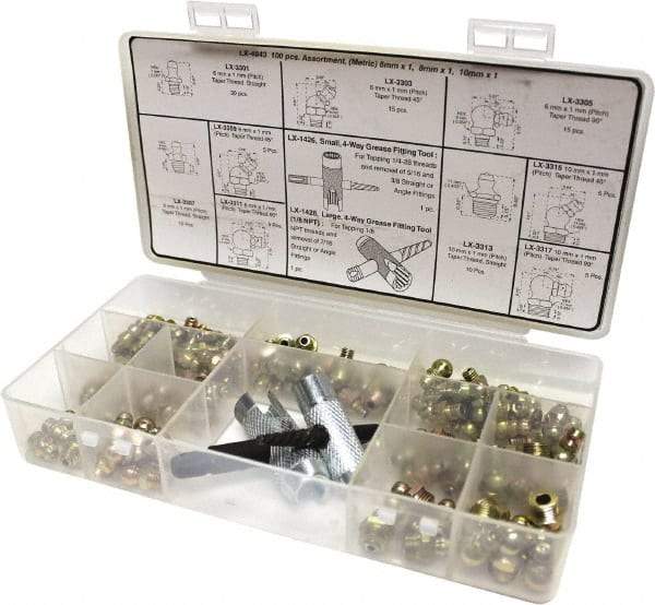 lumax - Grease Fitting Sets Standard of Measurement: Metric Material: Steel - Exact Tool & Supply