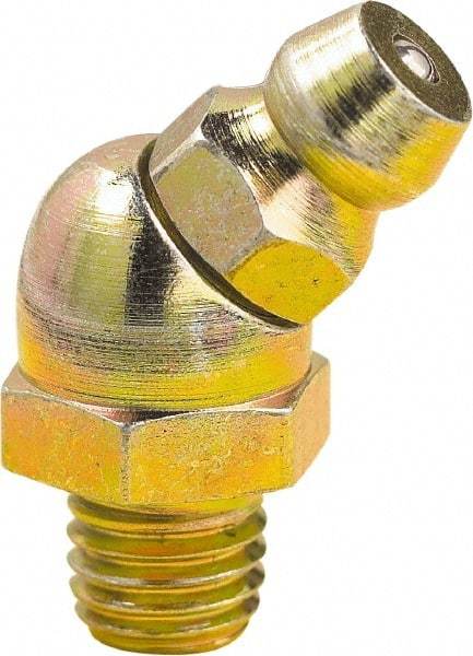 lumax - 45° Head Angle, 1/4-28 Taper Steel Taper Thread Grease Fitting - Zinc Plated Finish - Exact Tool & Supply