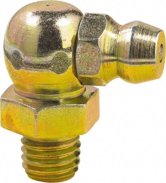 lumax - 90° Head Angle, 1/4-28 Taper Steel Taper Thread Grease Fitting - Zinc Plated Finish - Exact Tool & Supply