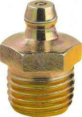 lumax - 0° Head Angle, 1/4 PTF Steel Taper Thread Grease Fitting - Zinc Plated Finish - Exact Tool & Supply