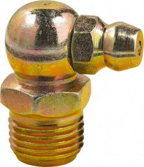 lumax - 90° Head Angle, 1/8 PTF Steel Taper Thread Grease Fitting - Zinc Plated Finish - Exact Tool & Supply