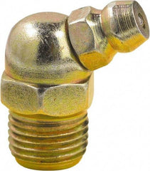 lumax - 45° Head Angle, 1/8 PTF Steel Taper Thread Grease Fitting - Zinc Plated Finish - Exact Tool & Supply