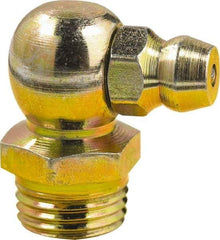 lumax - 90° Head Angle, M8x1 Metric Steel Taper Thread Grease Fitting - Zinc Plated Finish - Exact Tool & Supply
