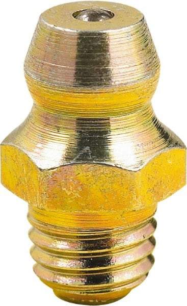 lumax - 0° Head Angle, M6x1 Metric Steel Taper Thread Grease Fitting - Zinc Plated Finish - Exact Tool & Supply