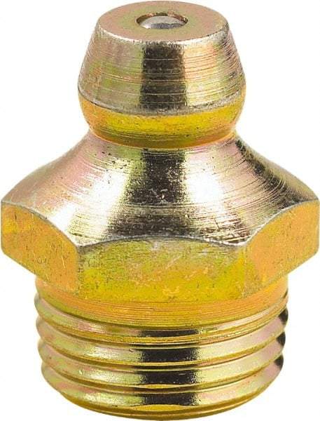lumax - 0° Head Angle, M10x1 Metric Steel Taper Thread Grease Fitting - Zinc Plated Finish - Exact Tool & Supply