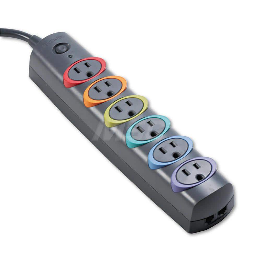 ACCO - Power Outlet Strips; Amperage: 15 ; Voltage: 125 ; Number of Outlets: 6 ; Material: ABS Plastic ; Mounting Type: Floor ; Cord Length (Feet): 6 - Exact Tool & Supply