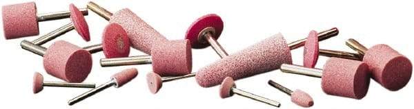 Camel Grinding Wheels - 7/8" Head Diam x 2-3/4" Thickness, A3, Tree End, Aluminum Oxide Mounted Point - Pink, Medium Grade - Exact Tool & Supply