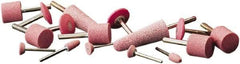 Camel Grinding Wheels - 7/8" Head Diam x 2-3/4" Thickness, A3, Tree End, Aluminum Oxide Mounted Point - Pink, Medium Grade - Exact Tool & Supply