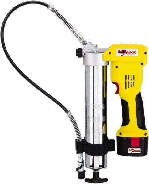 lumax - 7,000 Max psi, Flexible Battery-Operated Grease Gun - 14 oz Capacity, 3-Way Fill - Exact Tool & Supply