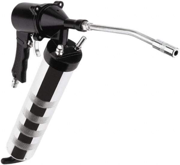 lumax - 3,000 Max psi, Flexible Air-Operated Grease Gun - 14 oz Capacity, 1/8 Thread Outlet, 3-Way Fill - Exact Tool & Supply