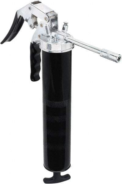 lumax - 7,000 Max psi, Rigid Pistol Grease Gun - 14 oz Capacity, 1/8 Thread Outlet, 25 Strokes per oz, 3-Way Fill - Exact Tool & Supply
