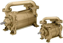 DEKKER Vacuum Technologies - 29 Hg Max, 1-1/2" ANSI 150# RF Flanged Inlet & Discharge, Two Stage Liquid Ring Vaccum Pump - 140 CFM, 10 hp, Cast Iron Housing, 316 Stainless Steel Impeller, 1,750 RPM, 230/460 Volts - Exact Tool & Supply