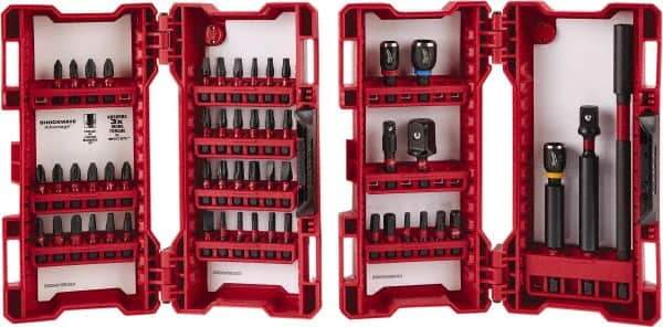 Milwaukee Tool - 55 Piece, Impact Driver Bit Set - 3/32 to 1/4" Hex, #1 to #3, Drilling/Screwdriving Utility Accessory Set Kit, 1/4" Hex Drive, Hex Point - Exact Tool & Supply