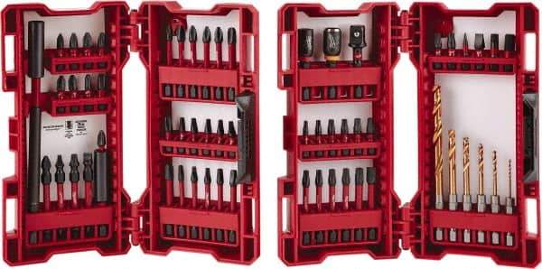 Milwaukee Tool - 60 Piece, Impact Driver Bit Set - 1/4 to 3/16" Hex, #1 to #3, Drilling/Screwdriving Utility Accessory Set Kit, 1/4" Hex Drive, Hex Point - Exact Tool & Supply