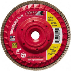 Camel Grinding Wheels - 40 Grit, 6" Disc Diam, 5/8-11 Center Hole, Compact Zirconia Alumina Flap Disc - 10,200 Max RPM, Poly Cotton Backing, Arbor Attaching System, Coated - Exact Tool & Supply