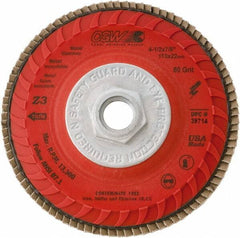 Camel Grinding Wheels - 120 Grit, 5" Disc Diam, 5/8-11 Center Hole, Compact Zirconia Alumina Flap Disc - 12,200 Max RPM, Poly Cotton Backing, Arbor Attaching System, Coated - Exact Tool & Supply