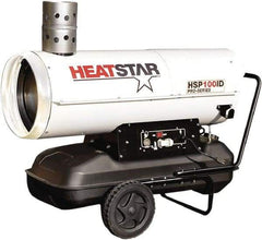 Heatstar - 122,000 BTU Rating, Kerosene/Diesel Indirect Fired Forced Air Heater - 3,050 Sq Ft Max Heating Area, 17 Gal Capacity, Fuel with Diesel, Kerosene, JP-8 & Jet8 - Exact Tool & Supply