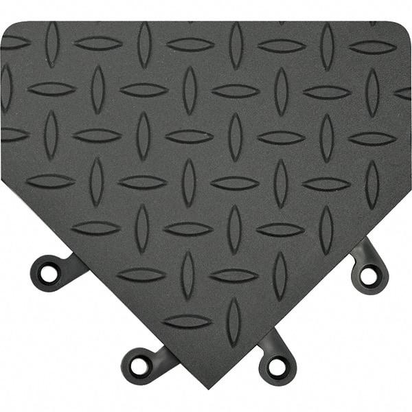 Wearwell - 18" Long x 18" Wide x 7/8" Thick, Anti-Fatigue Modular Matting Anti-Fatigue Flooring - Male, 4 Interlocking Sides, Black, For Dry & Wet Areas - Exact Tool & Supply