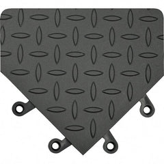 Wearwell - 18" Long x 18" Wide x 7/8" Thick, Anti-Fatigue Modular Matting Anti-Fatigue Flooring - Male, 4 Interlocking Sides, Black, For Dry & Wet Areas - Exact Tool & Supply