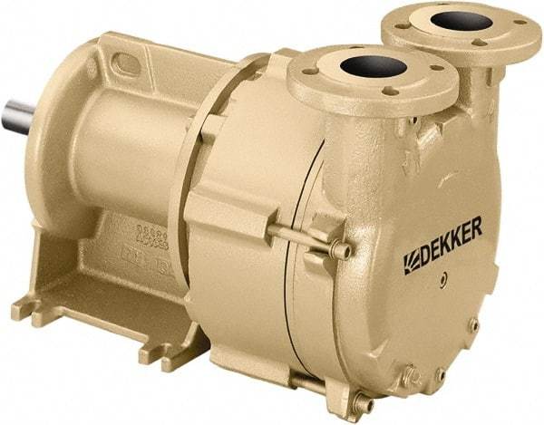 DEKKER Vacuum Technologies - 29 Hg Max, 1-1/2" ANSI 150# RF Flanged Inlet & Discharge, Single Stage Liquid Ring Vaccum Pump - 60 CFM, 5 hp, Cast Iron Housing, 316 Stainless Steel Impeller, 1,750 RPM, 230/460 Volts - Exact Tool & Supply