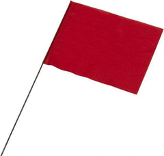 Ability One - 4" High x 5" Wide, Red PVC Marking Flag - 21" Overall Height - Exact Tool & Supply