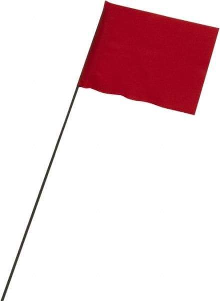 Ability One - 3" High x 3-1/2" Wide, Red PVC Marking Flag - 15" Overall Height - Exact Tool & Supply