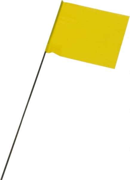 Ability One - 3" High x 3-1/2" Wide, Yellow PVC Marking Flag - 15" Overall Height - Exact Tool & Supply