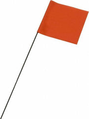 Ability One - 3" High x 3-1/2" Wide, Orange PVC Marking Flag - 21" Overall Height - Exact Tool & Supply
