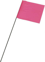 Ability One - 3" High x 3-1/2" Wide, Pink Glow PVC Marking Flag - 21" Overall Height - Exact Tool & Supply