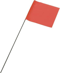 Ability One - 3" High x 3-1/2" Wide, Fluorescent Orange PVC Marking Flag - 21" Overall Height - Exact Tool & Supply