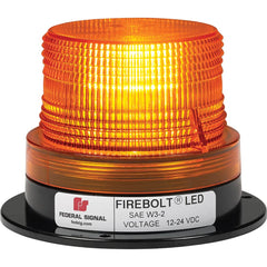 Federal Signal Corp - Emergency Light Assemblies; Type: Beacon ; Flash Rate: Variable ; Mount: Permanent ; Color: Amber ; Power Source: 12-24V ; Overall Height (Decimal Inch): 3.6000 - Exact Tool & Supply
