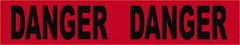 NMC - 200' Long x 3" Wide Roll, Vinyl, Black & Red Barricade Tape - Message: Danger - Exact Tool & Supply