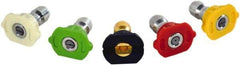 Simpson - 3,600 psi Fixed, Metal, Quick Connect Tip Pressure Washer Nozzle - 0.043" Orificie Diam, 1/4" Thread, Male, White, Green, Black, Red, Yellow - Exact Tool & Supply