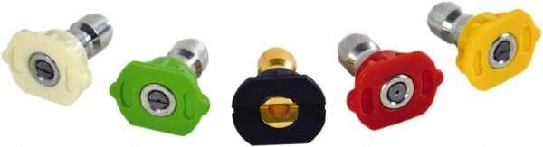 Simpson - 4,500 psi Fixed, Metal, Quick Connect Tip Pressure Washer Nozzle - 0.052" Orificie Diam, 1/4" Thread, Male, White, Green, Black, Red, Yellow - Exact Tool & Supply
