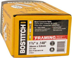 Stanley Bostitch - 16 Gauge 0.0598" Shank Diam 2-1/2" Long Metal Connecting Nails for Power Nailers - Steel, Galvanized Finish, Smooth Shank, Angled Stick Paper Tape Collation, Round Head - Exact Tool & Supply